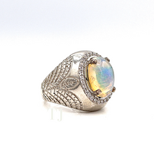 Load image into Gallery viewer, Opal Ring with diamonique in sterling silver
