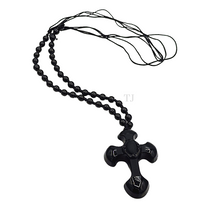 Cargar imagen en el visor de la galería, Black Onyx Cross Pendant Necklace
