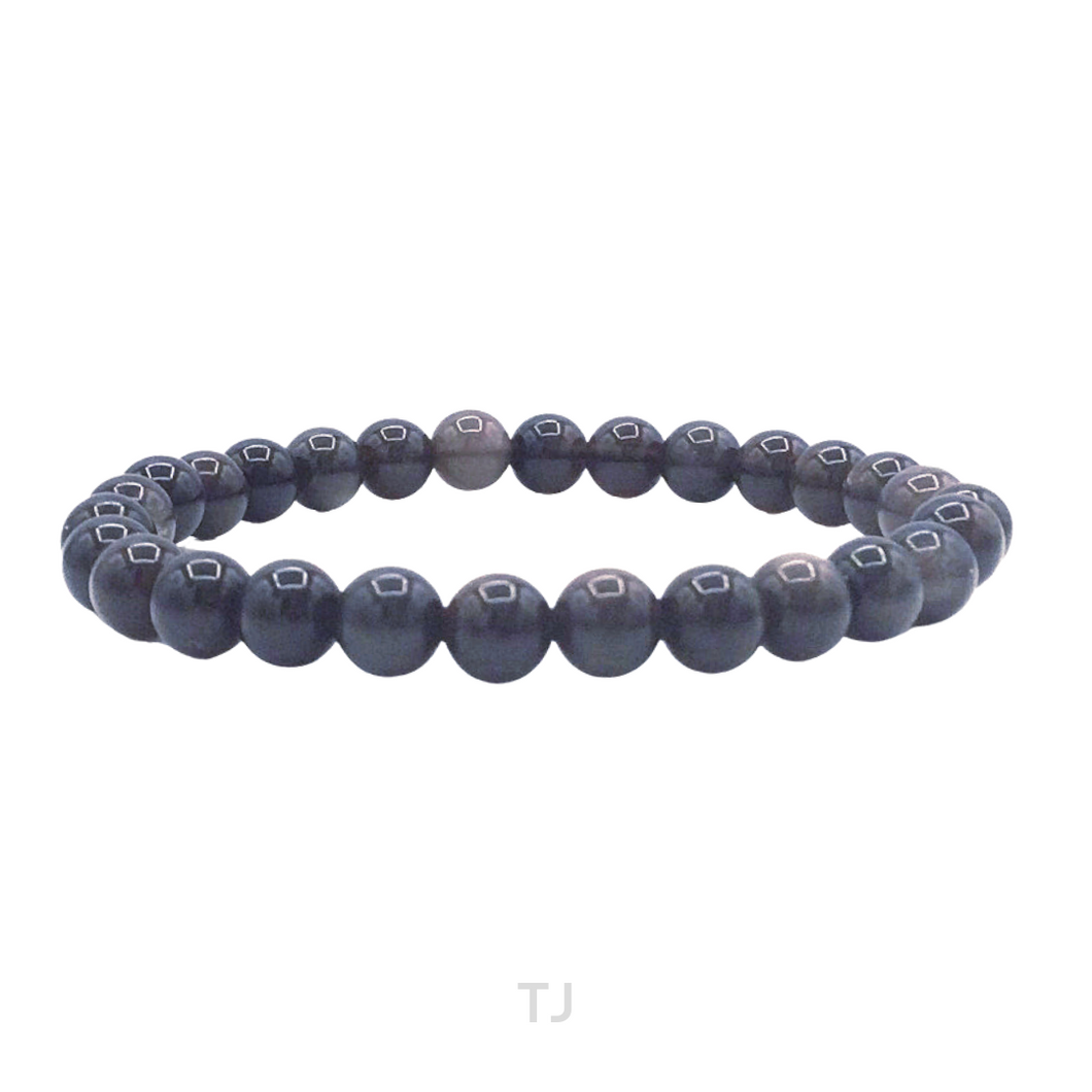 Silver Sheen Obsidian Bead Bracelet