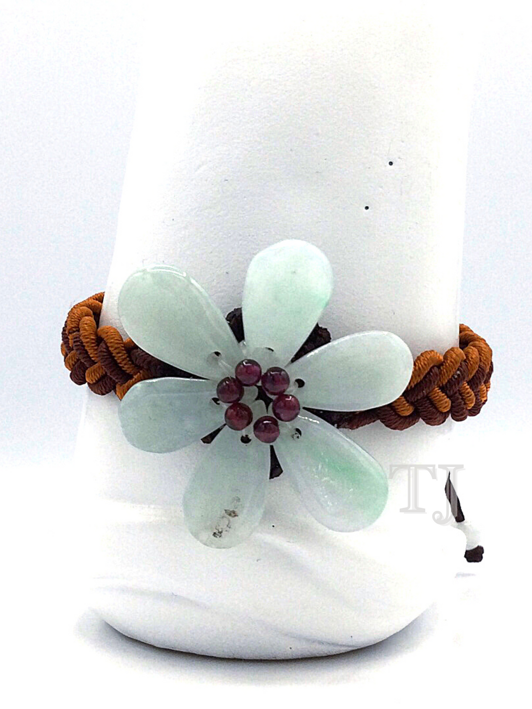 Jadeite flower adjustable bracelet