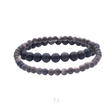 将图片加载到图库查看器，Silver Sheen Obsidian Bead Bracelet
