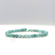 将图片加载到图库查看器，Blue Amazonite 4 mm bead size bracelet with elastic string
