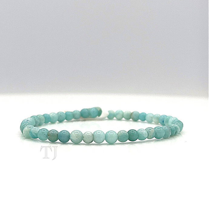 Blue Amazonite 4 mm bead size bracelet with elastic string