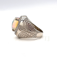 Load image into Gallery viewer, Opal Ring with diamonique in sterling silver
