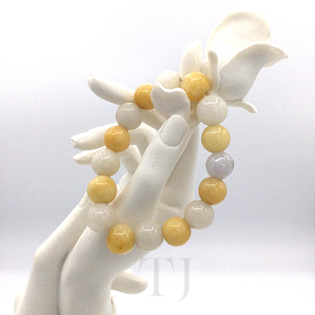 Lavender and yellow jade beads bracelet