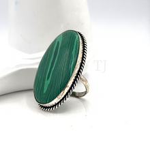 Load image into Gallery viewer, Silver coated malachite Ring
