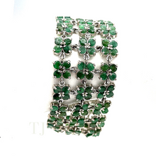 Load image into Gallery viewer, Three-layered emerald bracelet in sterling silver
