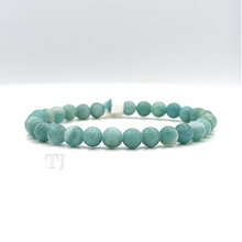 将图片加载到图库查看器，Blue Amazonite 6 mm bead size bracelet with elastic string
