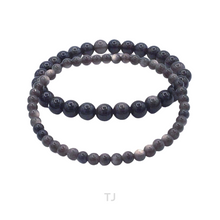 将图片加载到图库查看器，Silver Sheen Obsidian Bead Bracelet
