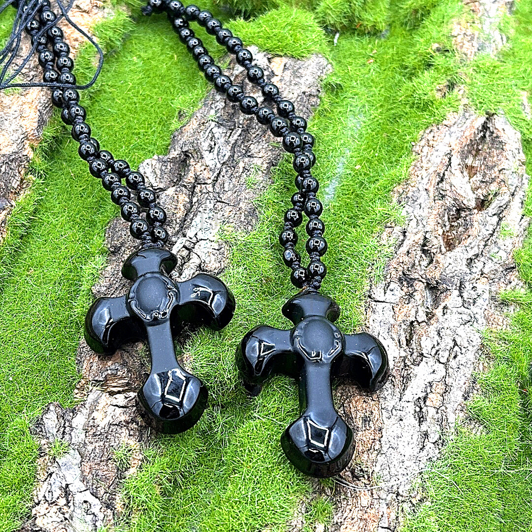 Black Onyx Cross Pendant Necklace