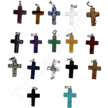 Load image into Gallery viewer, Gemstone cross pendant collection
