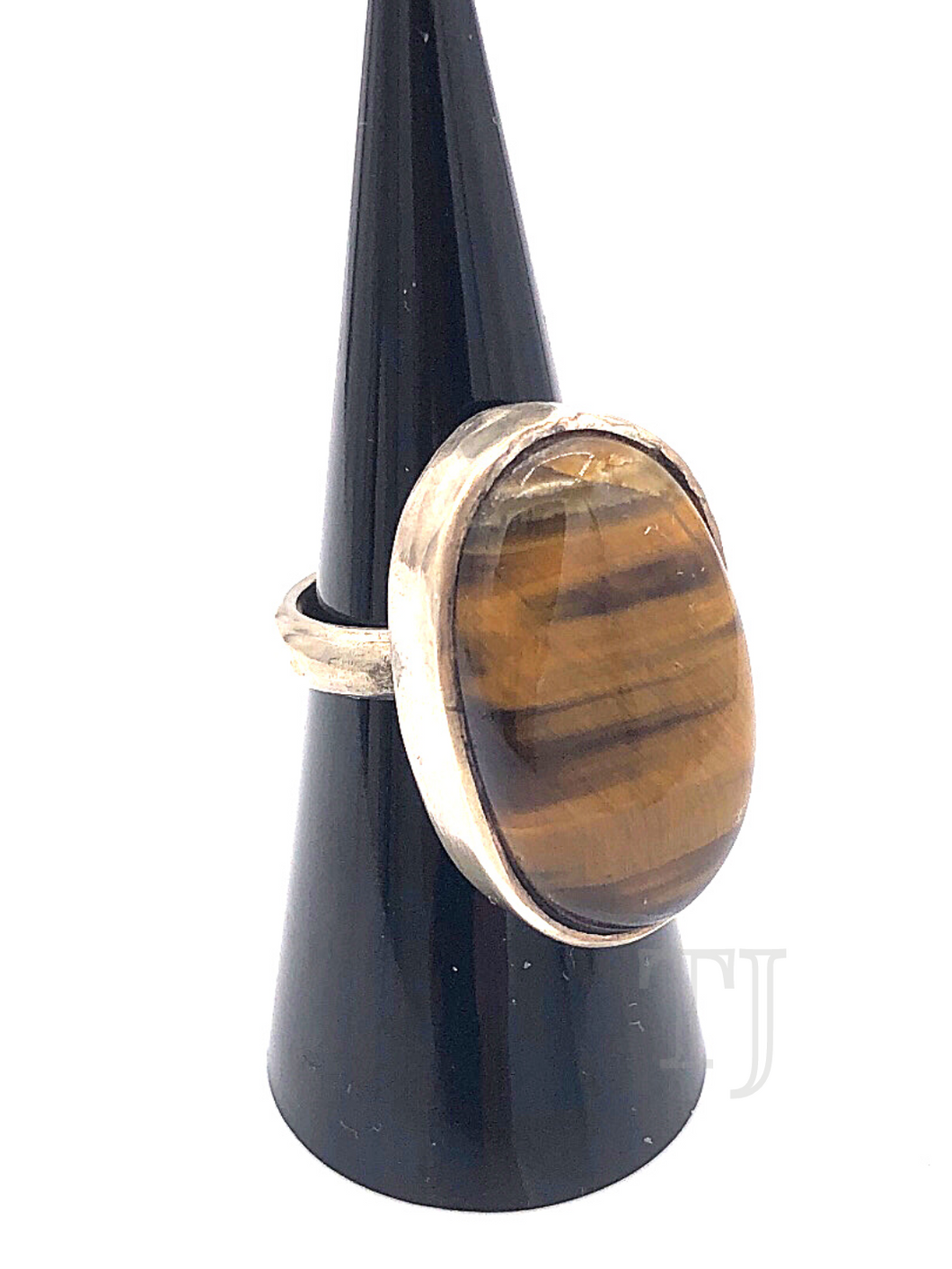 Oval shaped Yellow's Tiger's Eye Ring in sterling silver