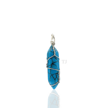 Cargar imagen en el visor de la galería, Natural gemstones wire-wrapped point pendant
