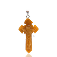 Load image into Gallery viewer, Yellow Jade Cross Pendant
