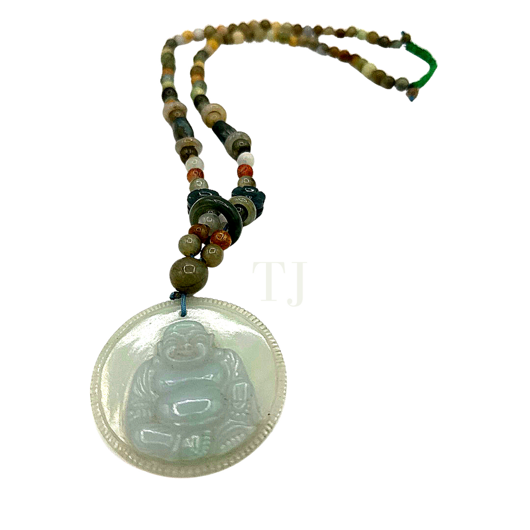 Smiling Buddha Jadeite Necklace in string