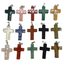 Cargar imagen en el visor de la galería, Natural Gemstones Cross Pendant Collection
