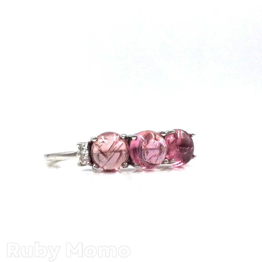 Pink tourmaline ring in sterling silver