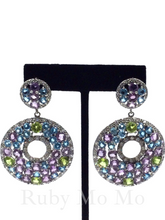 Load image into Gallery viewer, Multi-colored gemstones earrings in sterling silver
