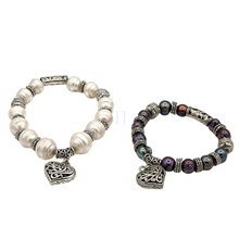 Cargar imagen en el visor de la galería, Natural Fresh Water Pearl 10 mm Bracelets with Metal Charm
