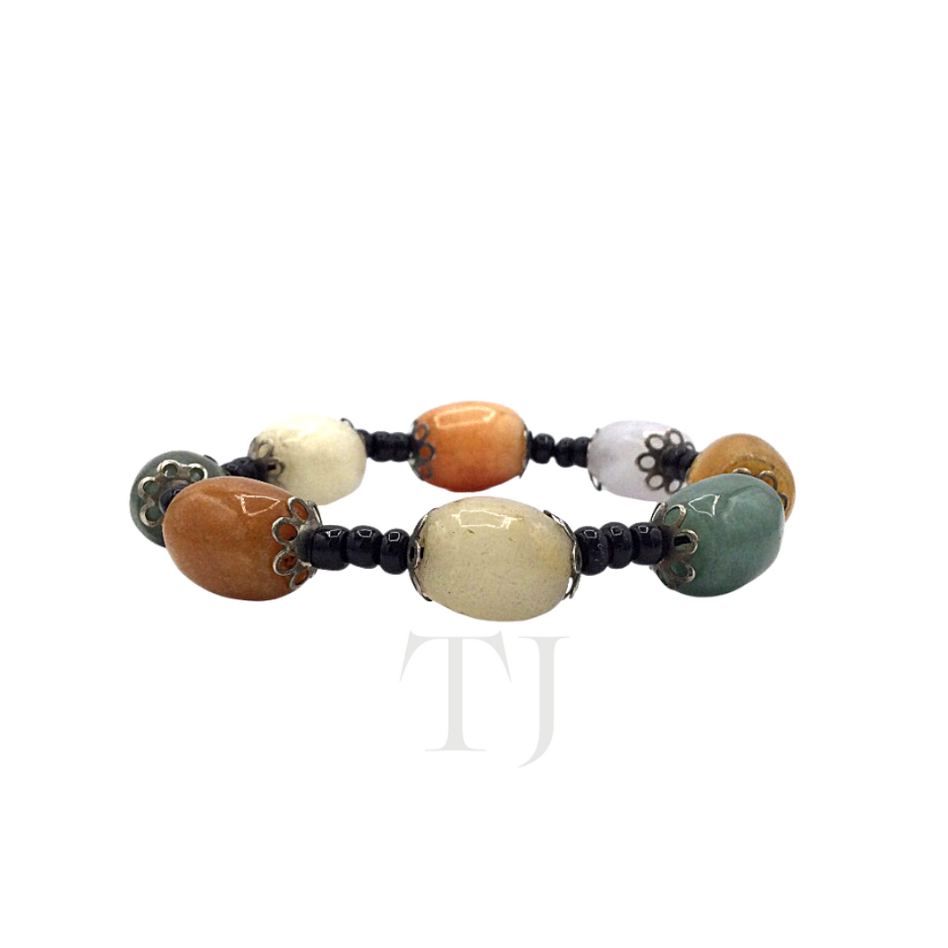 Multi-colored Jade Tube Bracelet