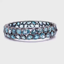 Load and play video in Gallery viewer, 360 video of Aquamarine Silver Bangle bracelet (rhodium coated)
