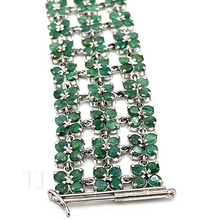 Load image into Gallery viewer, Three-layered emerald bracelet in sterling silver
