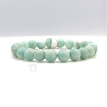 将图片加载到图库查看器，Blue Amazonite 8 mm bead size bracelet with elastic string
