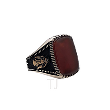 将图片加载到图库查看器，Carnelian Flat stone ring in sterling silver
