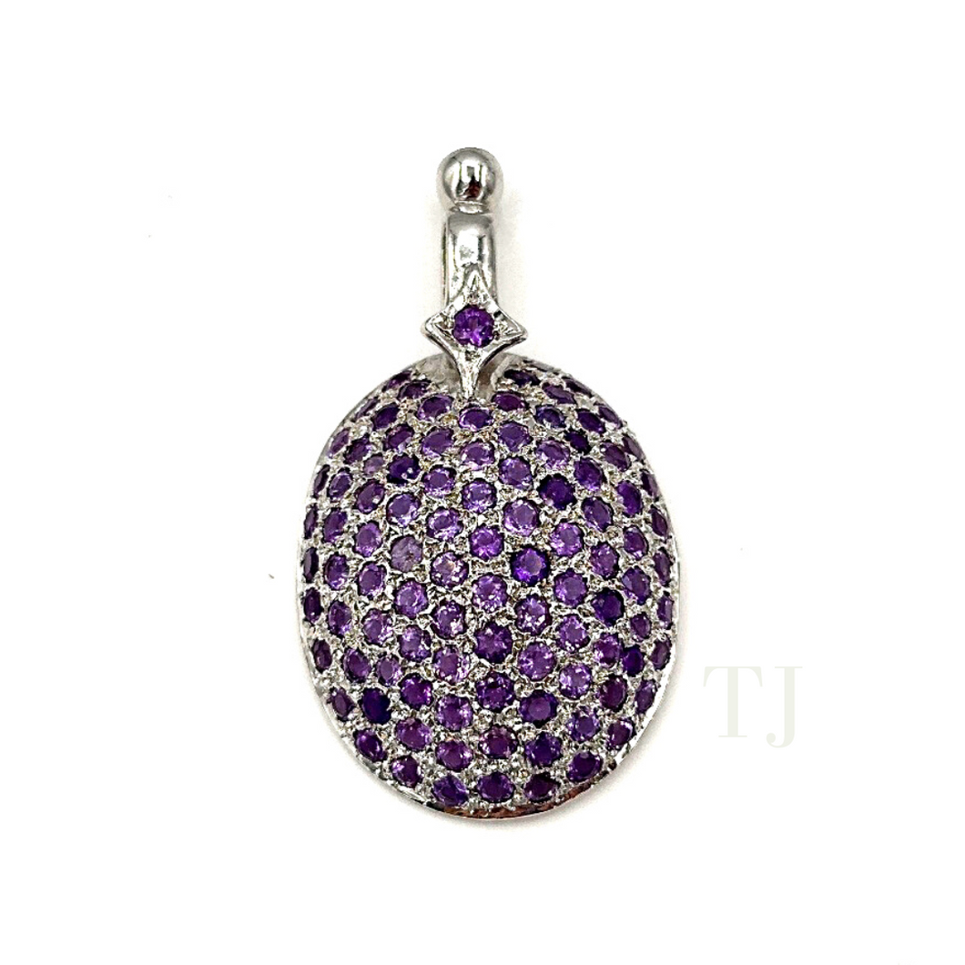 Amethyst oval pendant in sterling silver