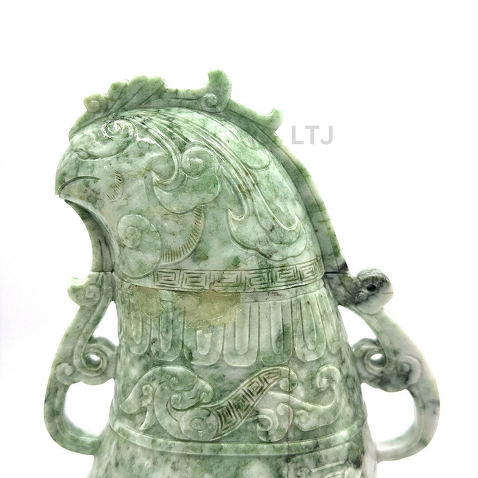 Qing Dynasty phoenix jade urn 