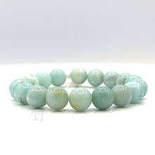 将图片加载到图库查看器，Blue Amazonite 10 mm bead size bracelet with elastic string
