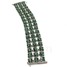 Load image into Gallery viewer, Three-layered emerald bracelet in sterling silver
