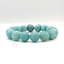 将图片加载到图库查看器，Blue Amazonite 12 mm bead size bracelet with elastic string
