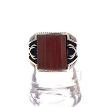 Load image into Gallery viewer, two crossed swords carnelian silver ring
