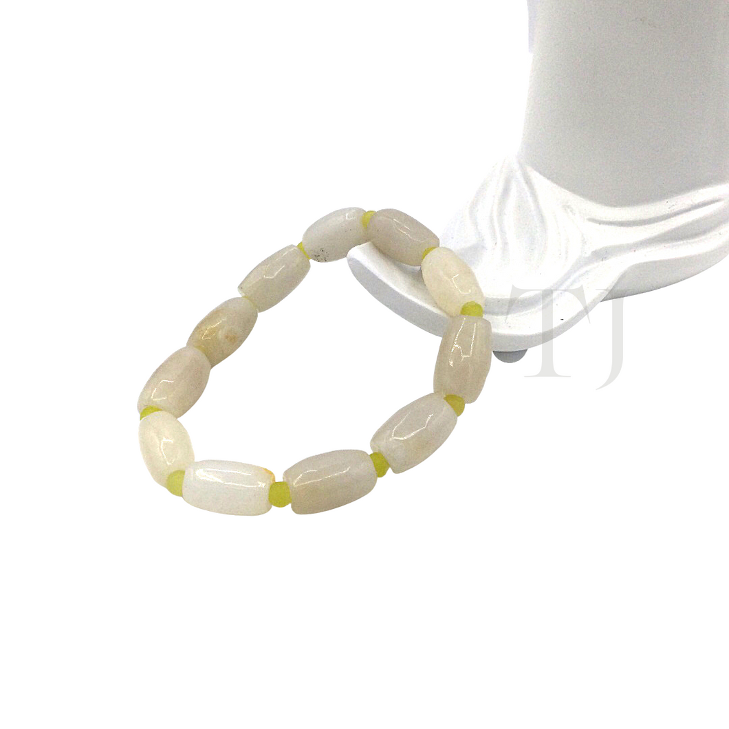 White Tube Jade Bracelet