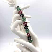 Load image into Gallery viewer, Multi-gems flower bracelet in sterling silver
