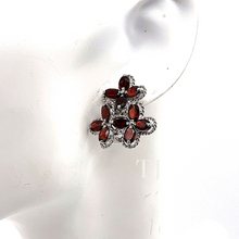 Load image into Gallery viewer, Triple flower garnet earrings
