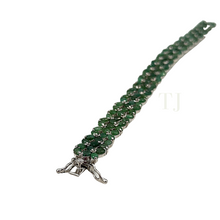 Cargar imagen en el visor de la galería, Emerald sterling silver bracelet in floral design
