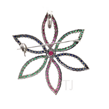 Load image into Gallery viewer, Multi-gems flower Brooch in Sterling Silver
