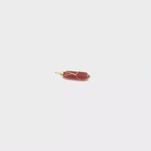 360 view of Carnelian Point Pendants with gold wire wrapped