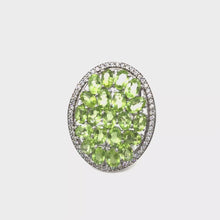 Cargar y reproducir el video en el visor de la galería, Peridot Oval with Diamonique Ring in Sterling Silver
