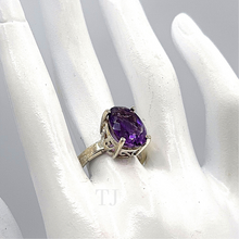 Load image into Gallery viewer, Amethyst Faceted oval ring in sterling silver
