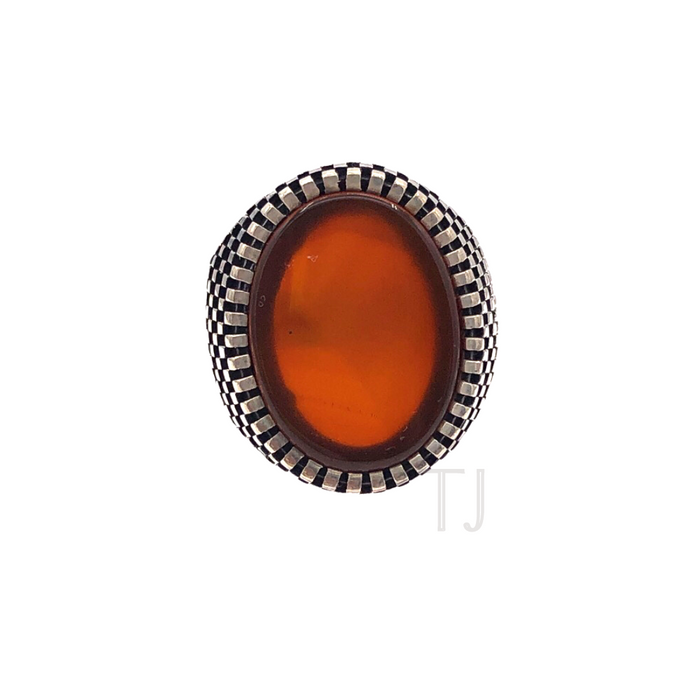 Carnelian Oval shaped ring in sterling silver