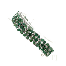 Cargar imagen en el visor de la galería, Emerald sterling silver bracelet in floral design
