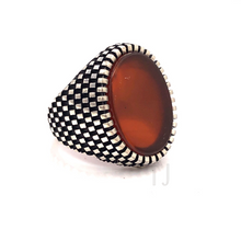 Cargar imagen en el visor de la galería, Carnelian Oval shaped ring in sterling silver
