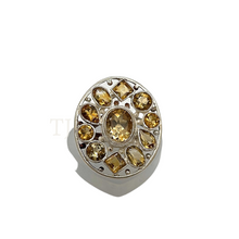 Cargar imagen en el visor de la galería, Citrine faceted cut stones in flower shaped sterling silver ring
