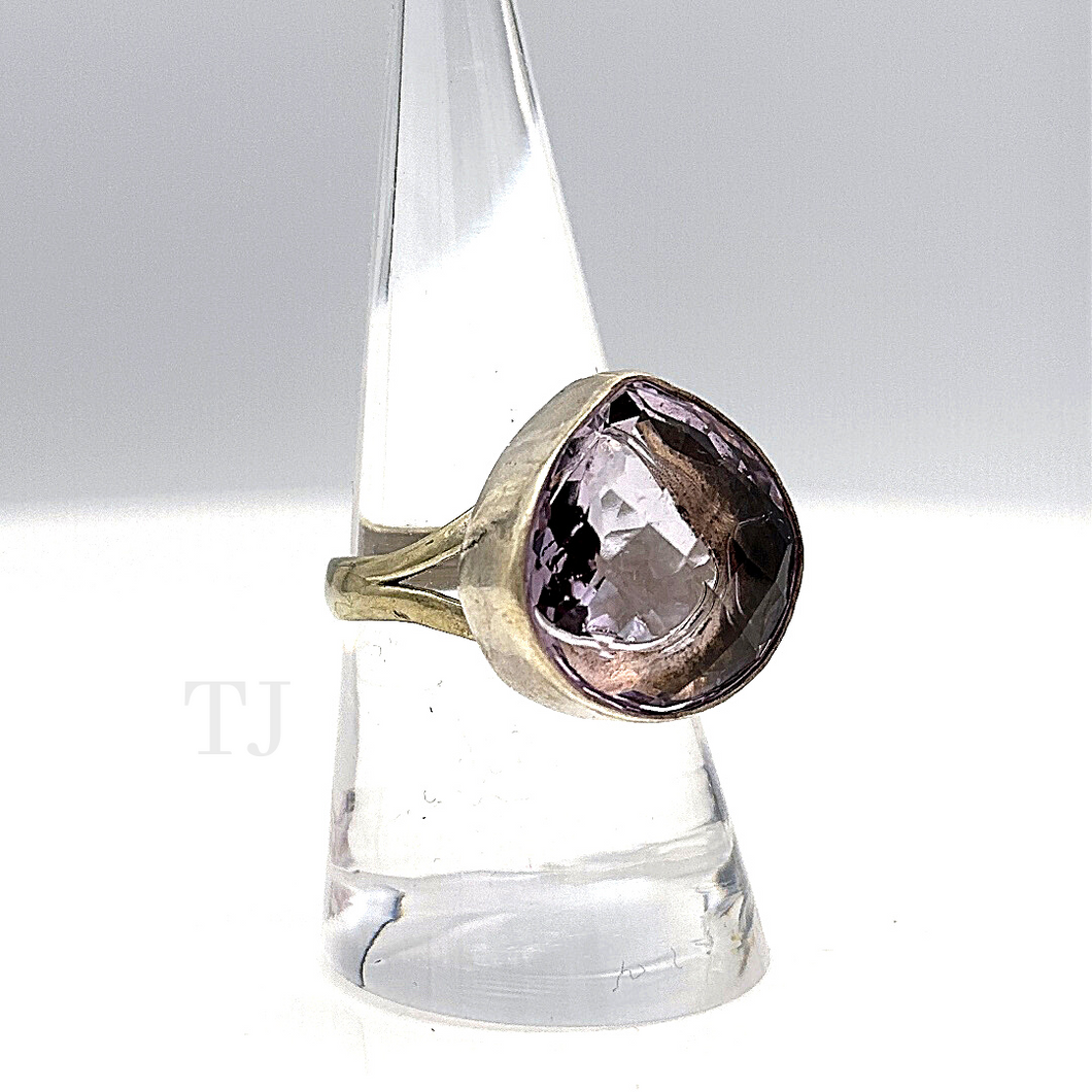 Amethyst faceted ring in sterling silver