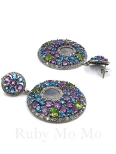 Load image into Gallery viewer, Multi-colored gemstones earrings in sterling silver
