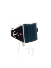 Load image into Gallery viewer, Square Green Onyx Gemstone Ring in Sterling Silver
