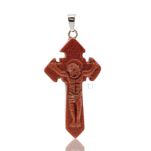 Cargar imagen en el visor de la galería, Gold Sandstone Cross Pendant
